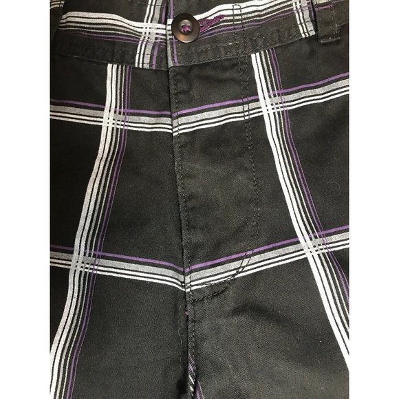 Op Ocean Pacific Men’s Cotton Shorts Size 30 Black, White, Purple Plaid Striped - Picture 7 of 10